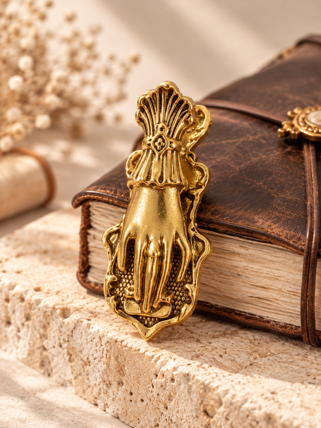 Vintage Gold Hand Journal Clip